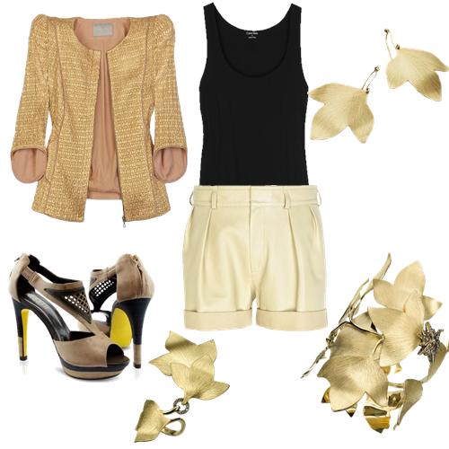 LOOK_623409_0 Casaco: Willow, Blusa: Clavin Klein, Bermuda: Chloé, Sapato: Anita Online, Brincos, Anéis e Bracelete: H.Stern