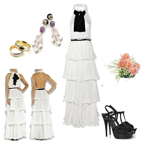 Que tal um vestido de noiva com detalhe preto?