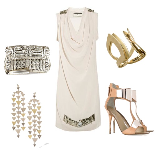 Look Branco Vestido By Marlene Birger, sandália Giuseppe Zanotti, bolsa Anya Hindmarch, brincos Ancient America e anel Roberto Burle Marx por H.Stern